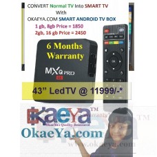 OkaeYa Android Smart TV Set Top Box With 1GB RAM/8GB ROM Quad Core processor, Wi-Fi Ultra HD 4K 1080P, Miracast, KODI & 6 Months Warranty